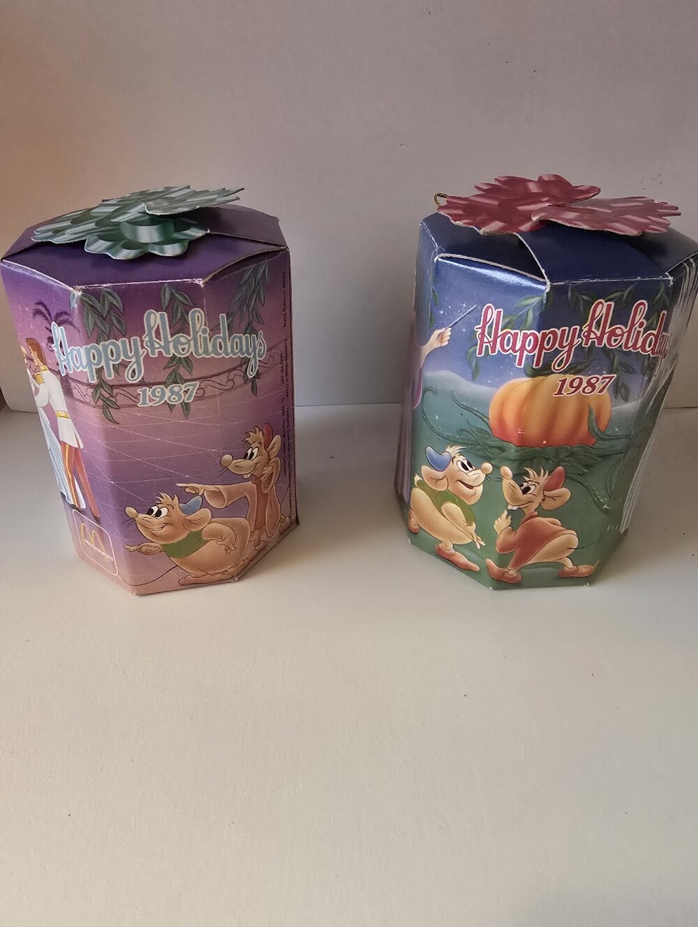2 Vintage Cinderella Mice Ornaments McDonalds 1987